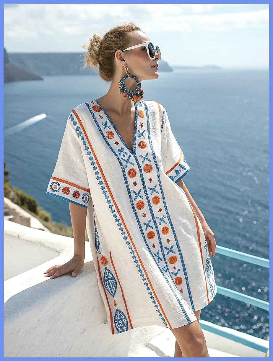 Floral Summer Dress - Robe de plage ample à imprimé