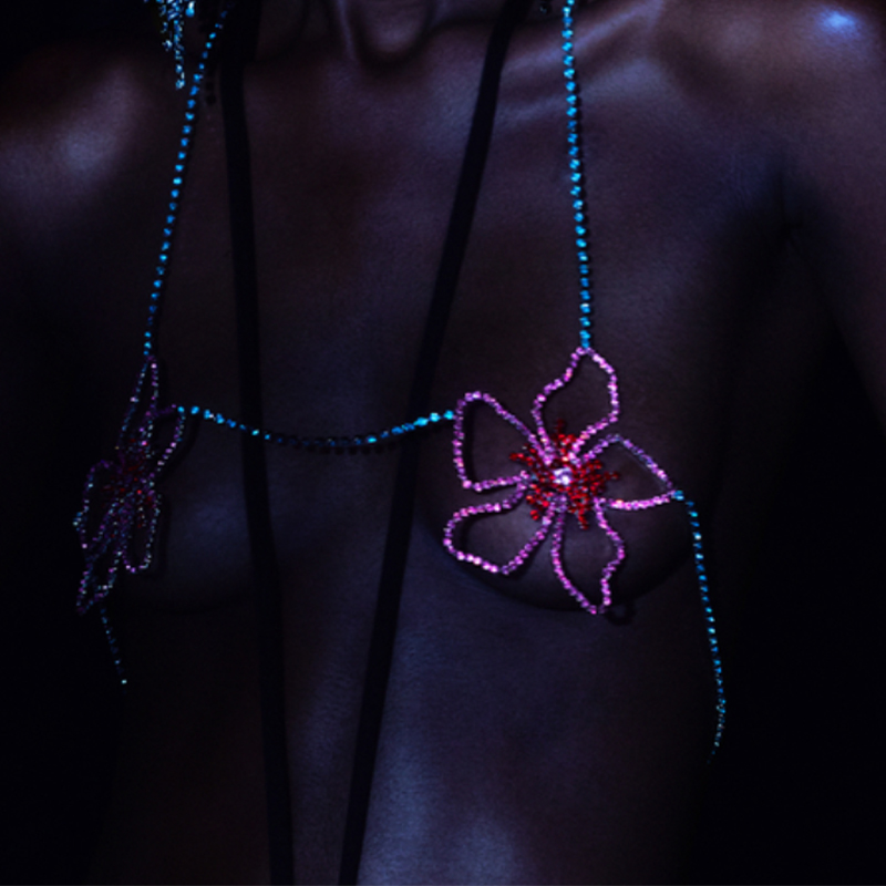 Women'S Fashion Jewellery - Stonefans-Soutien-gorge à fleur rose pour femme,