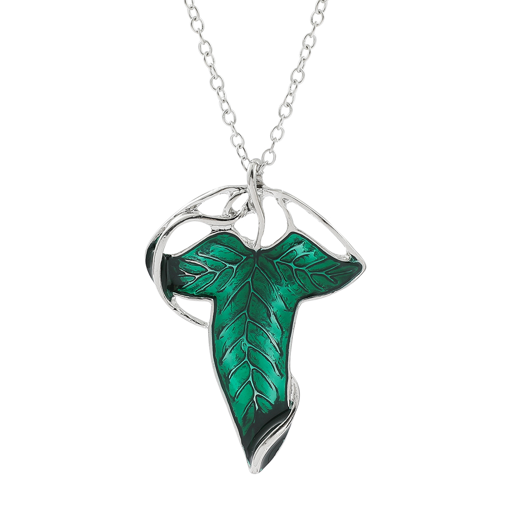 Women Fashion Hub - Collier pendentif feuille verte vintage, bijou