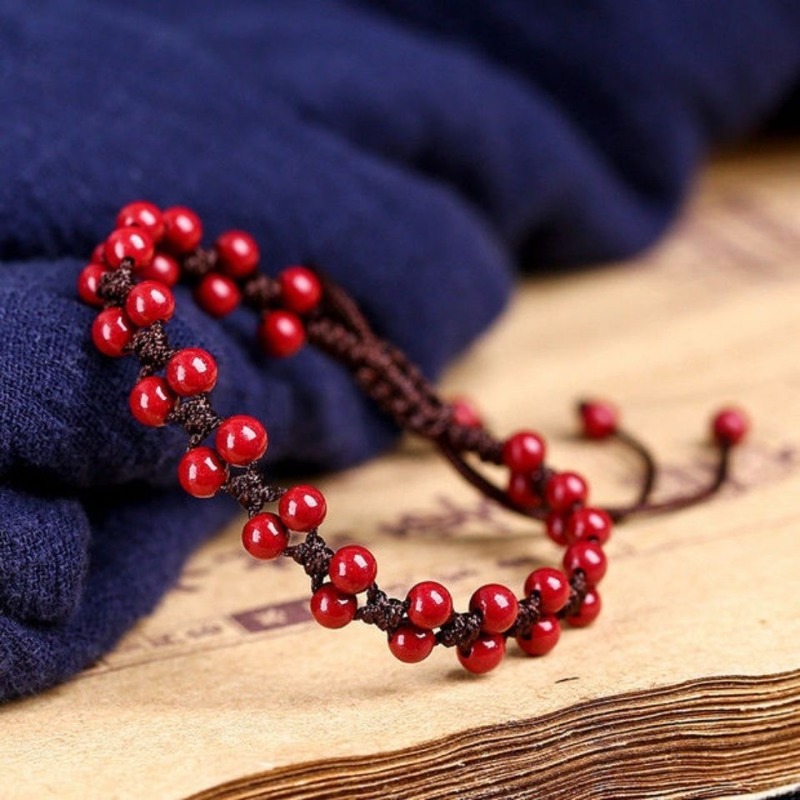 Women'S Fashion Jewellery - Bracelet personnalisé en cinabre rouge naturel,