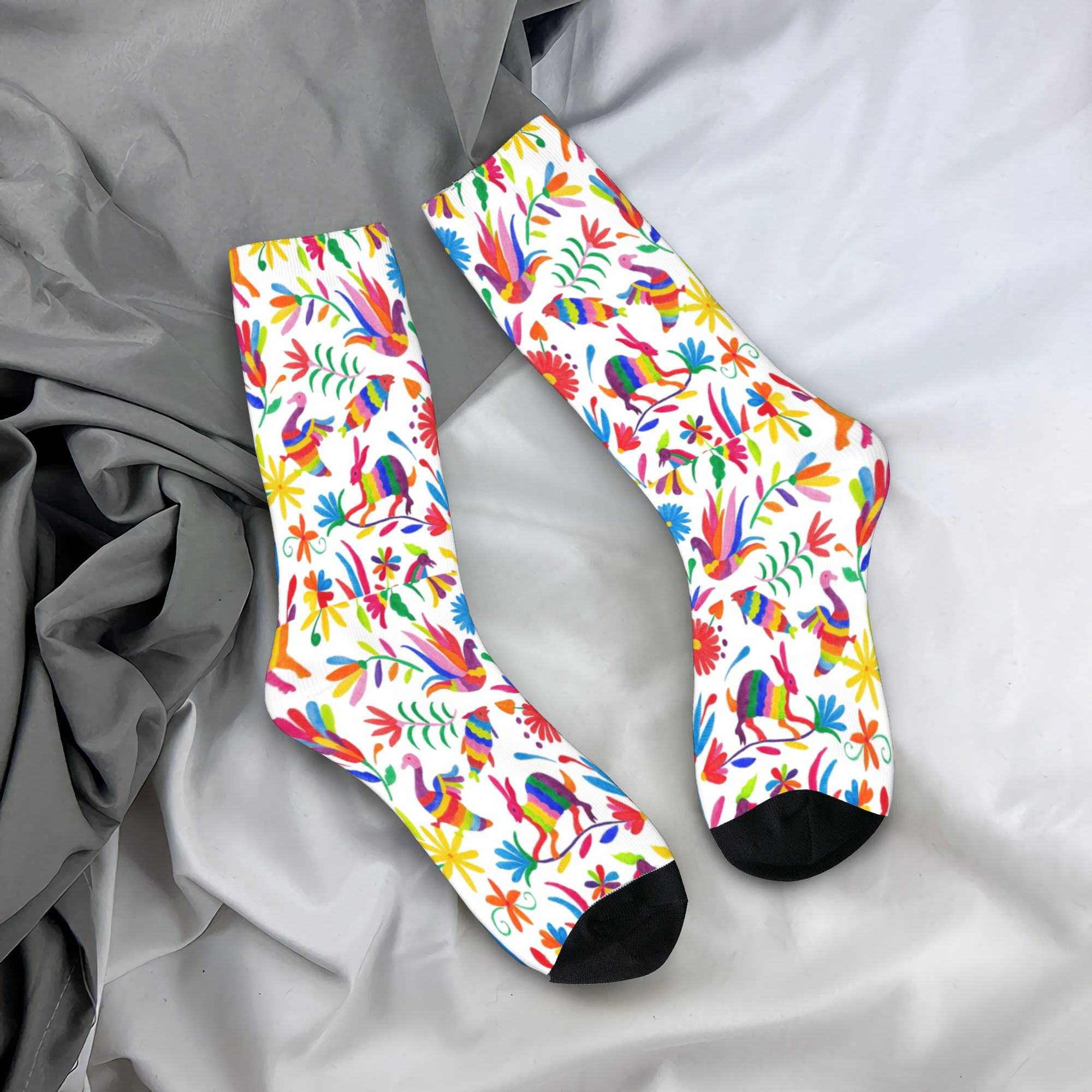 Floral Summer Dress - Chaussettes personnalisées Otomi Folk Mexican Art