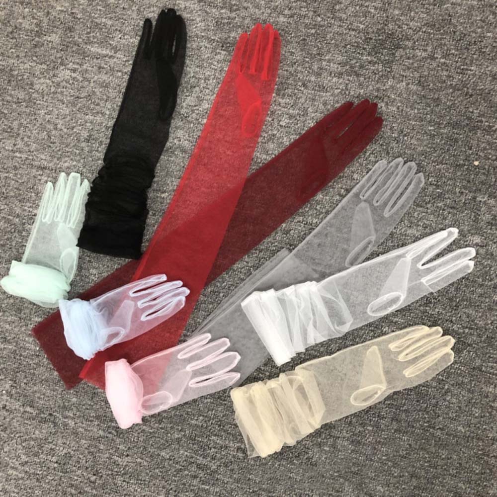Women Fashion Photoshoot - Gants en tulle transparent ultra-fin pour